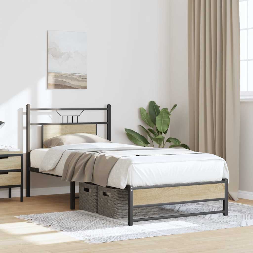 Bedframe zonder matras hout sonoma eikenkleurig 80x200 cm is nu te koop bij PeponiXL, paradijselijk wonen!
