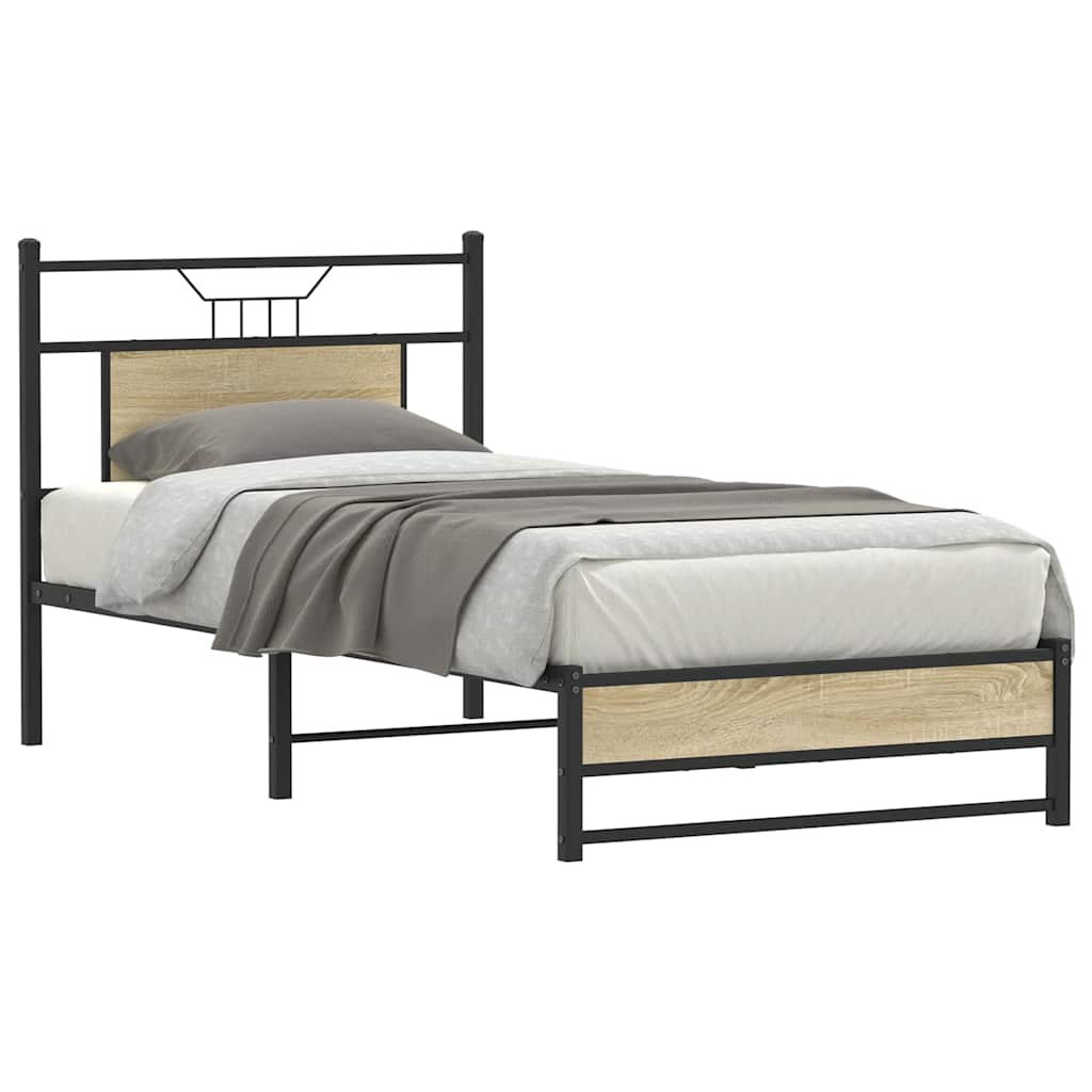 Bedframe zonder matras hout sonoma eikenkleurig 90x190 cm is nu te koop bij PeponiXL, paradijselijk wonen!