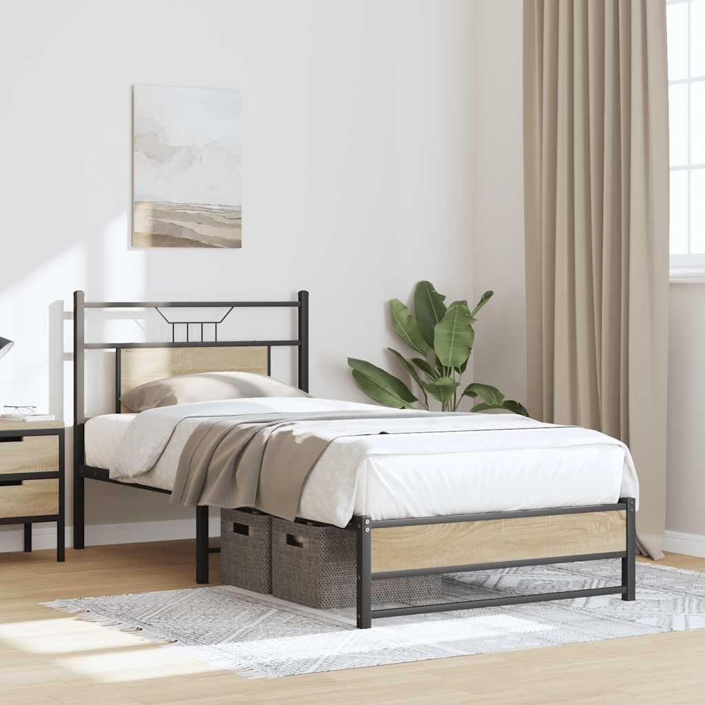 Bedframe zonder matras hout sonoma eikenkleurig 90x190 cm is nu te koop bij PeponiXL, paradijselijk wonen!