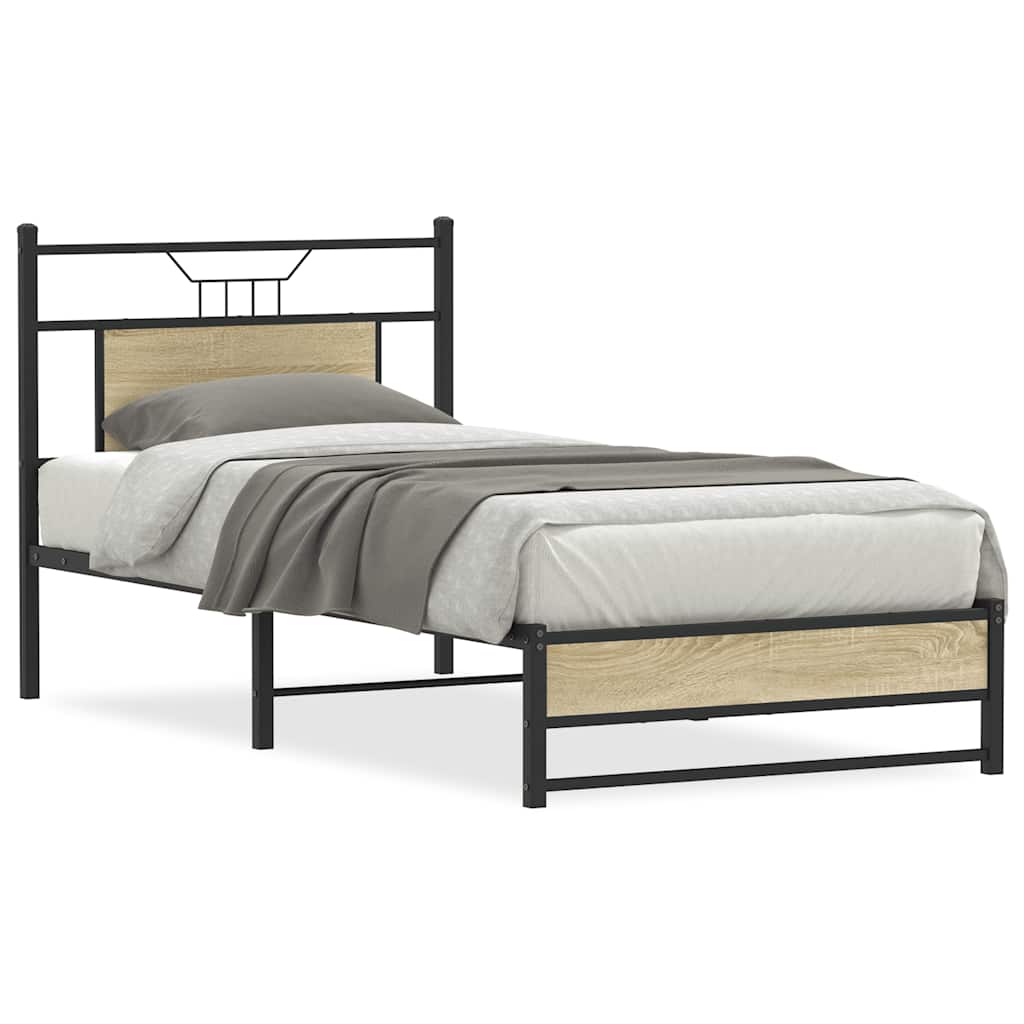Bedframe zonder matras hout sonoma eikenkleurig 90x190 cm is nu te koop bij PeponiXL, paradijselijk wonen!