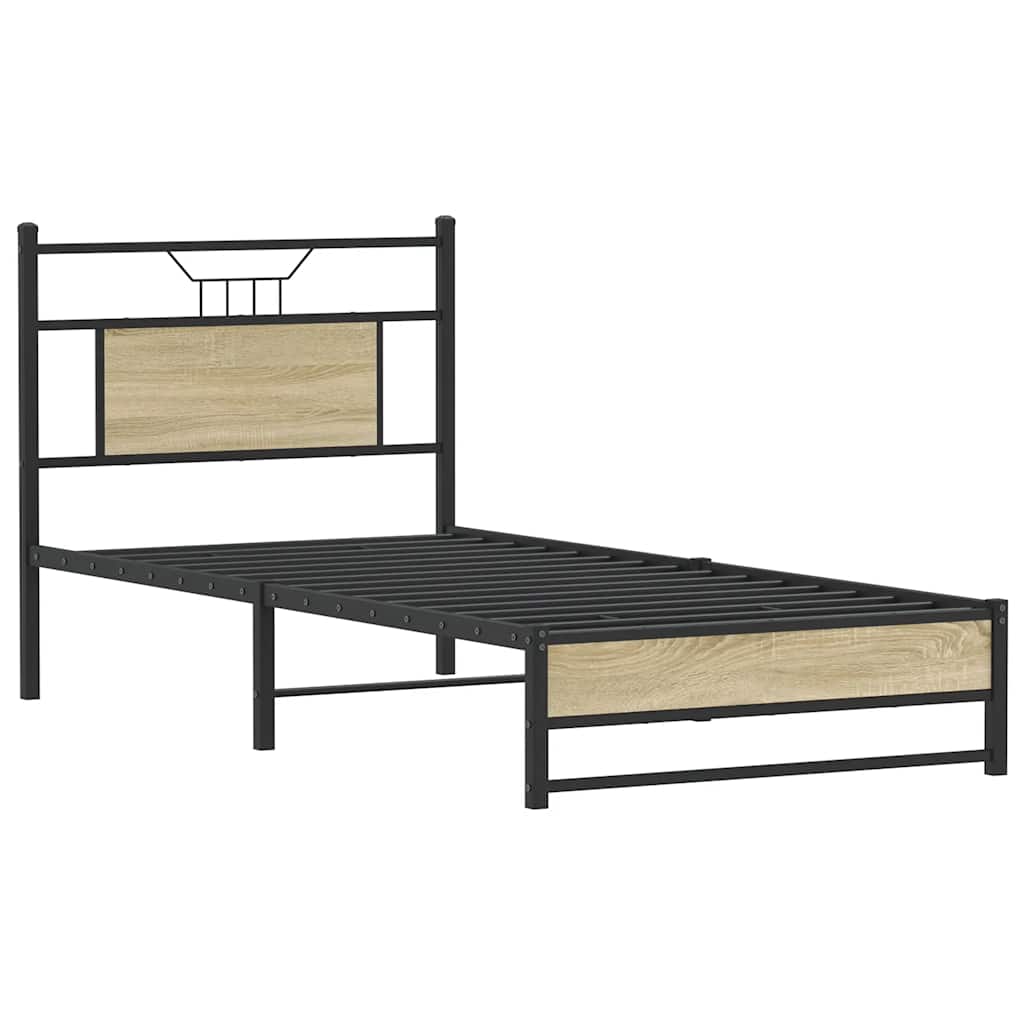 Bedframe zonder matras hout sonoma eikenkleurig 90x200 cm is nu te koop bij PeponiXL, paradijselijk wonen!