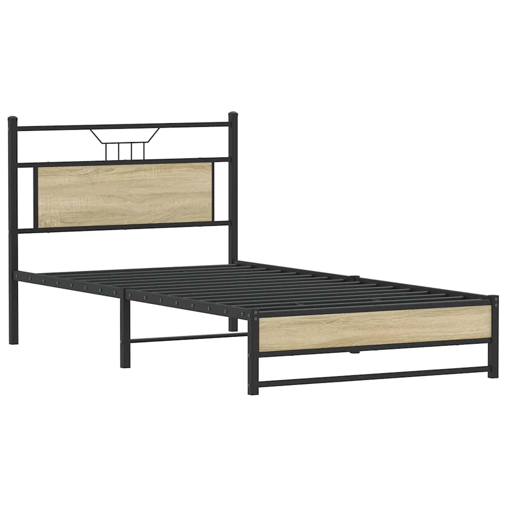 Bedframe zonder matras hout sonoma eikenkleurig 100x200 cm is nu te koop bij PeponiXL, paradijselijk wonen!