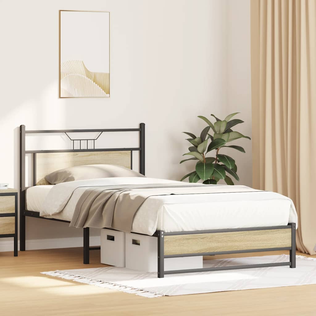 Bedframe zonder matras hout sonoma eikenkleurig 100x200 cm is nu te koop bij PeponiXL, paradijselijk wonen!