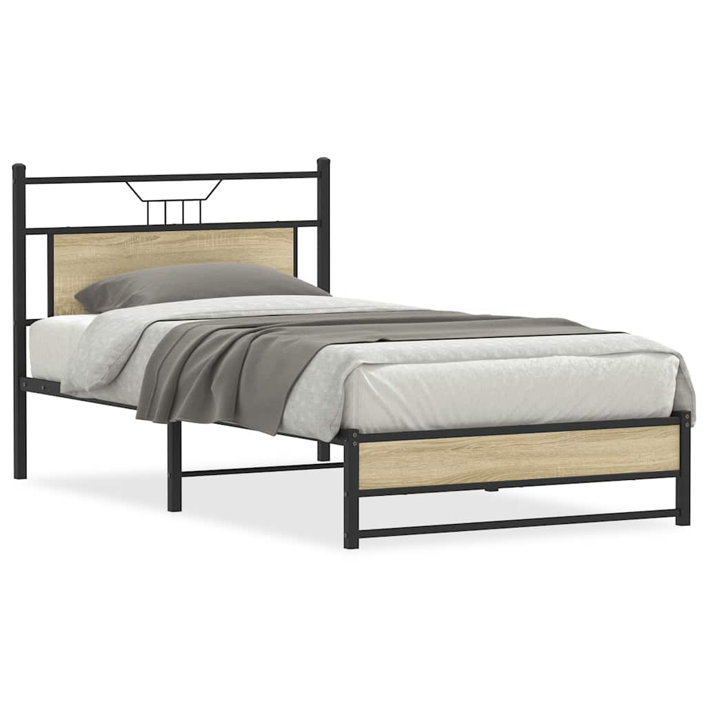 Bedframe zonder matras hout sonoma eikenkleurig 100x200 cm is nu te koop bij PeponiXL, paradijselijk wonen!