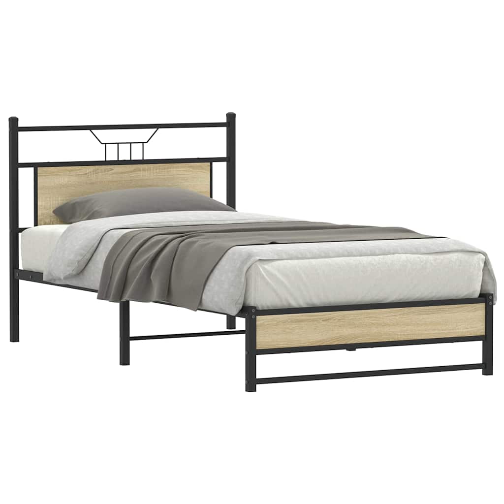 Bedframe zonder matras 107x203cm spaanplaat sonoma eikenkleurig is nu te koop bij PeponiXL, paradijselijk wonen!