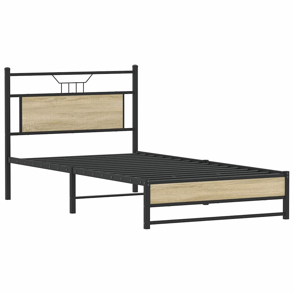 Bedframe zonder matras 107x203cm spaanplaat sonoma eikenkleurig is nu te koop bij PeponiXL, paradijselijk wonen!