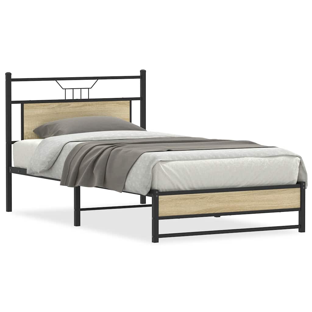 Bedframe zonder matras 107x203cm spaanplaat sonoma eikenkleurig is nu te koop bij PeponiXL, paradijselijk wonen!