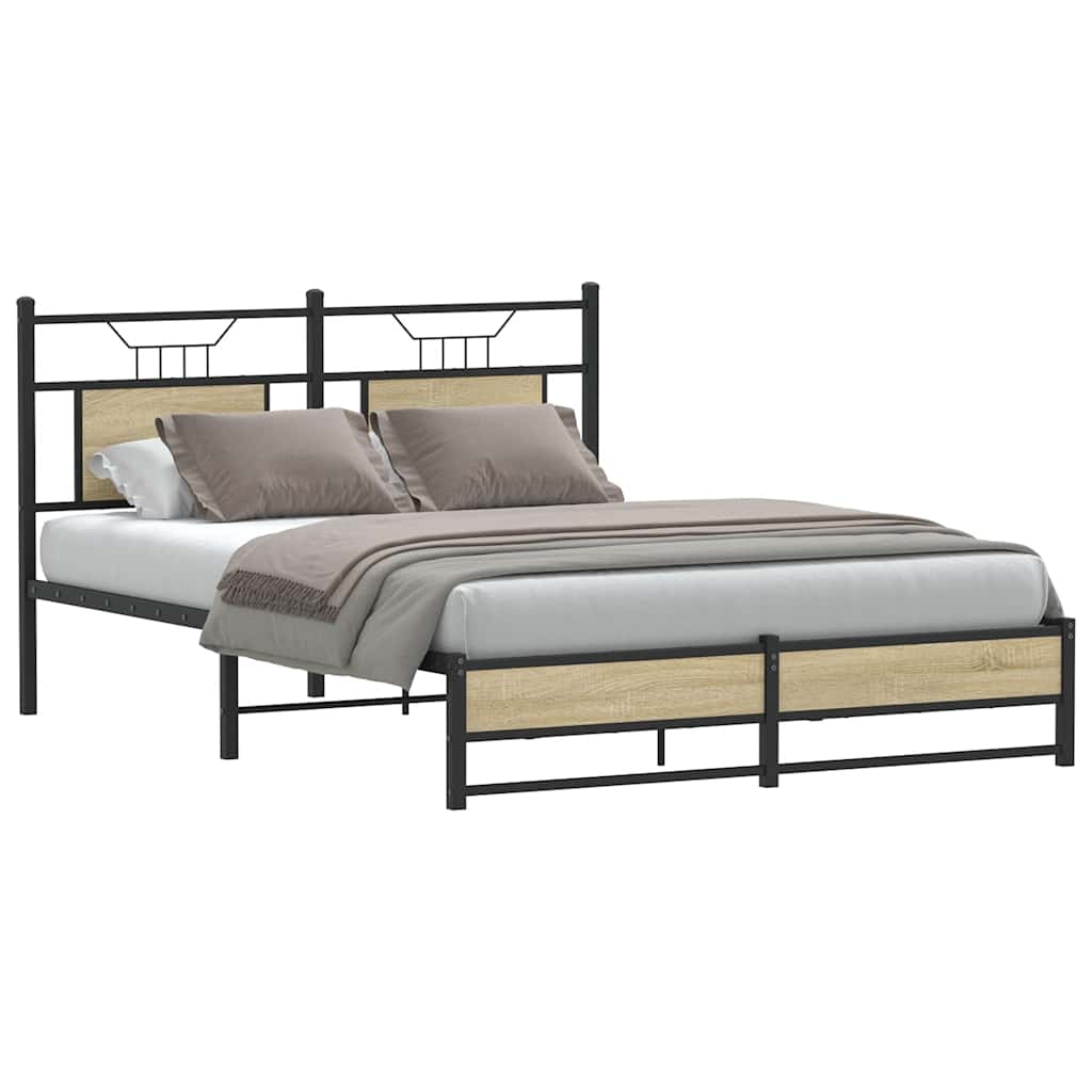 Bedframe zonder matras hout sonoma eikenkleurig 137x190 cm is nu te koop bij PeponiXL, paradijselijk wonen!