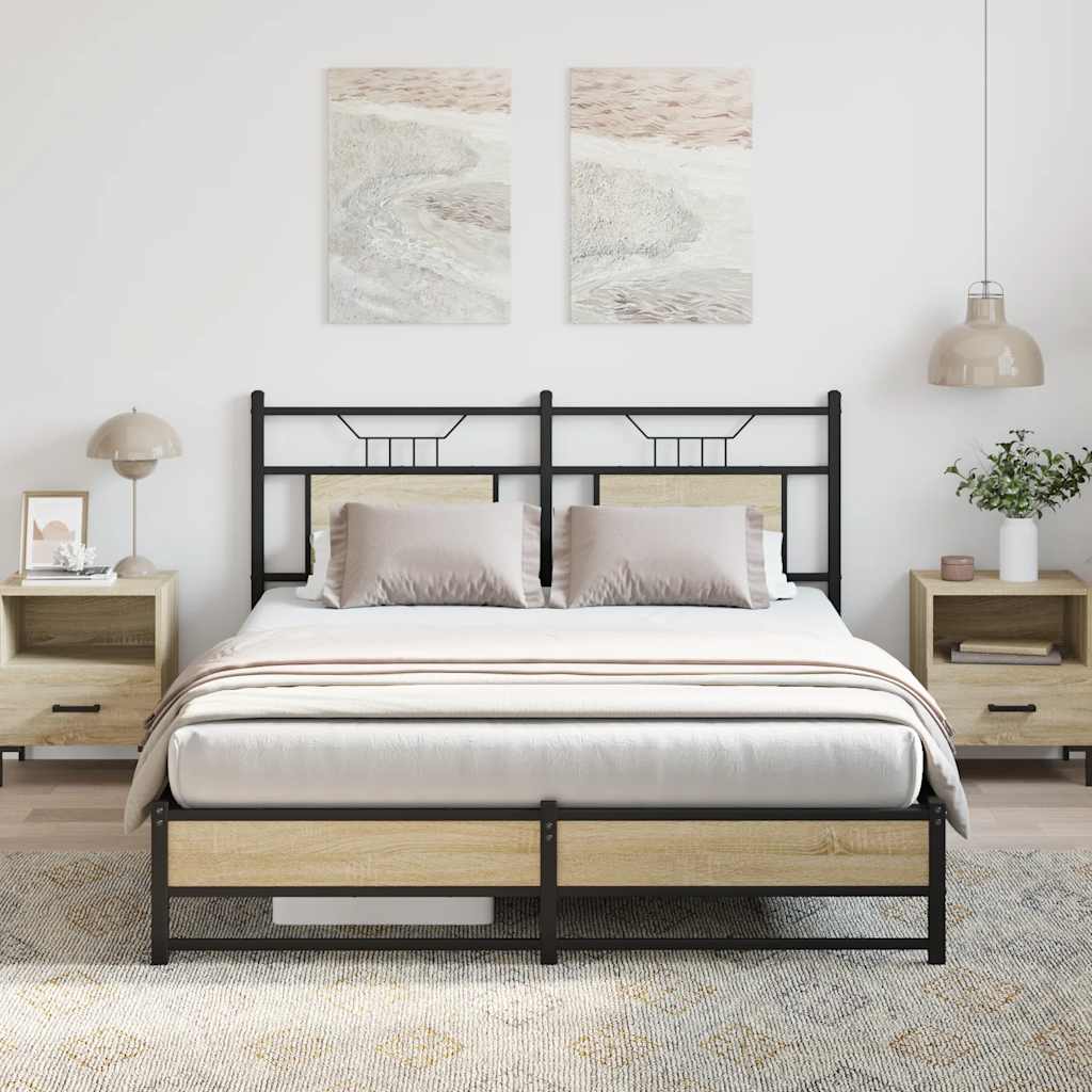 Bedframe zonder matras hout sonoma eikenkleurig 137x190 cm is nu te koop bij PeponiXL, paradijselijk wonen!