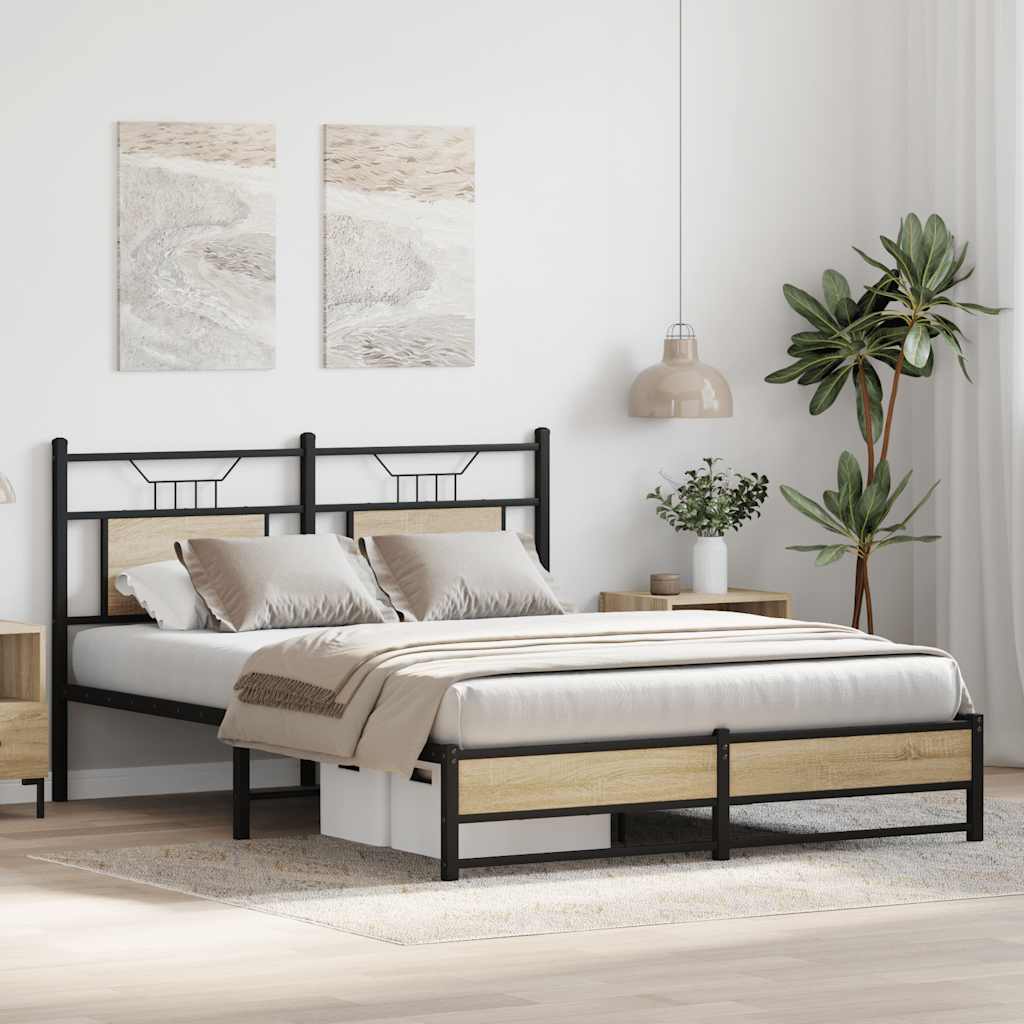 Bedframe zonder matras hout sonoma eikenkleurig 137x190 cm is nu te koop bij PeponiXL, paradijselijk wonen!