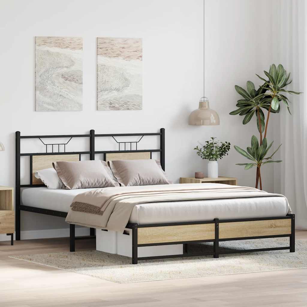 Bedframe zonder matras hout sonoma eikenkleurig 140x190 cm is nu te koop bij PeponiXL, paradijselijk wonen!