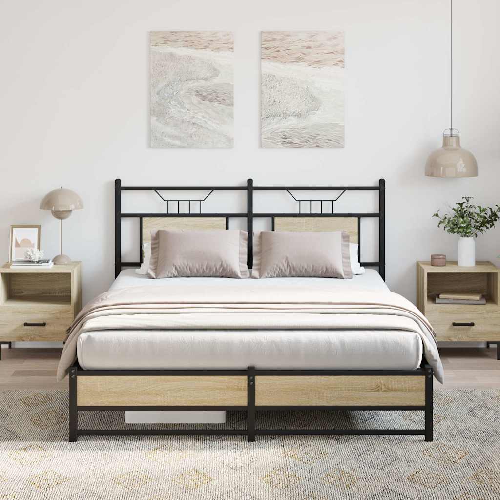 Bedframe zonder matras hout sonoma eikenkleurig 140x200 cm is nu te koop bij PeponiXL, paradijselijk wonen!