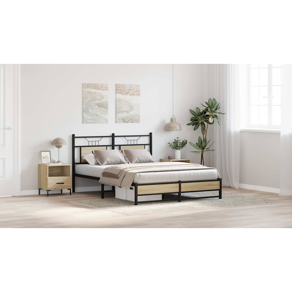 Bedframe zonder matras hout sonoma eikenkleurig 150x200 cm is nu te koop bij PeponiXL, paradijselijk wonen!