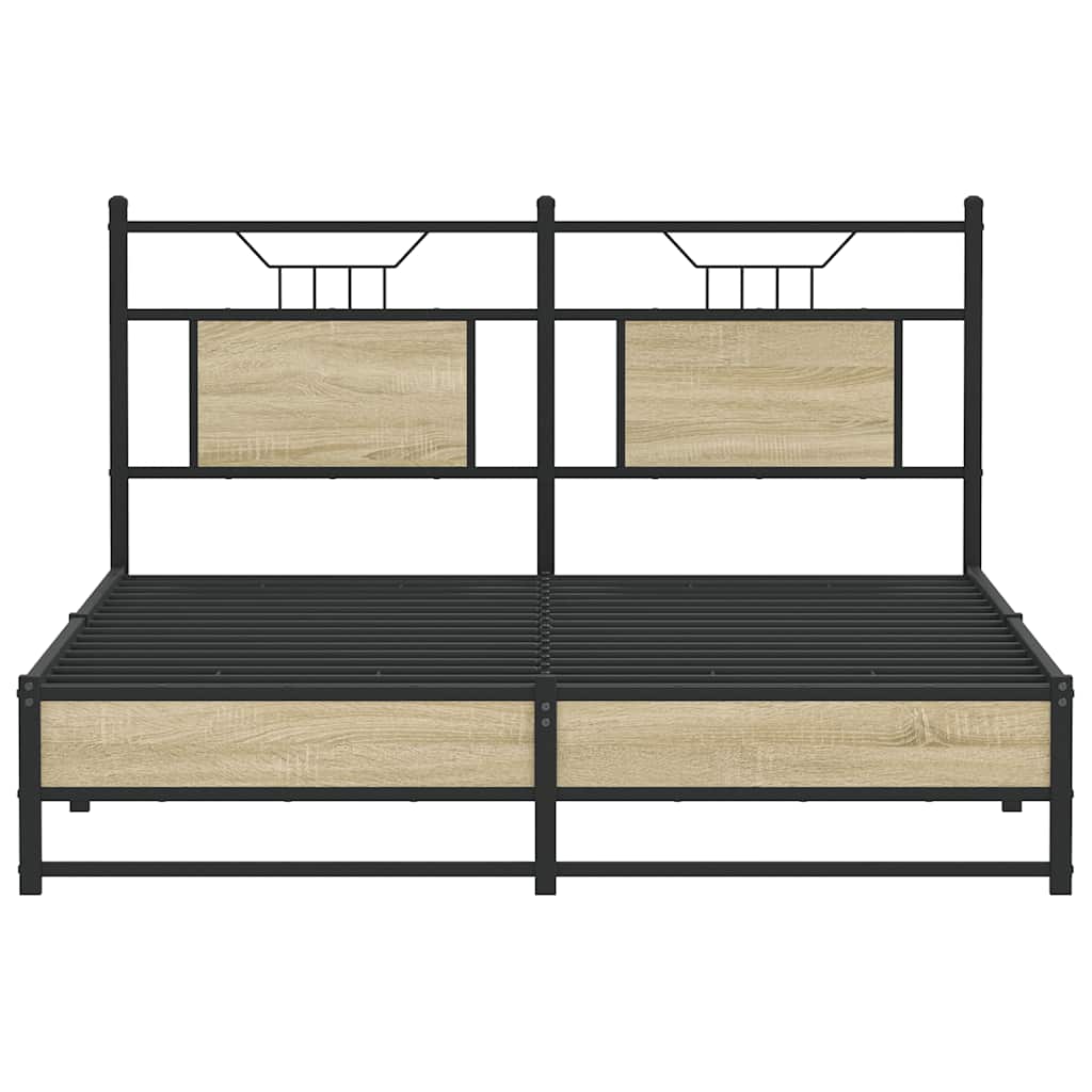 Bedframe zonder matras hout sonoma eikenkleurig 150x200 cm is nu te koop bij PeponiXL, paradijselijk wonen!