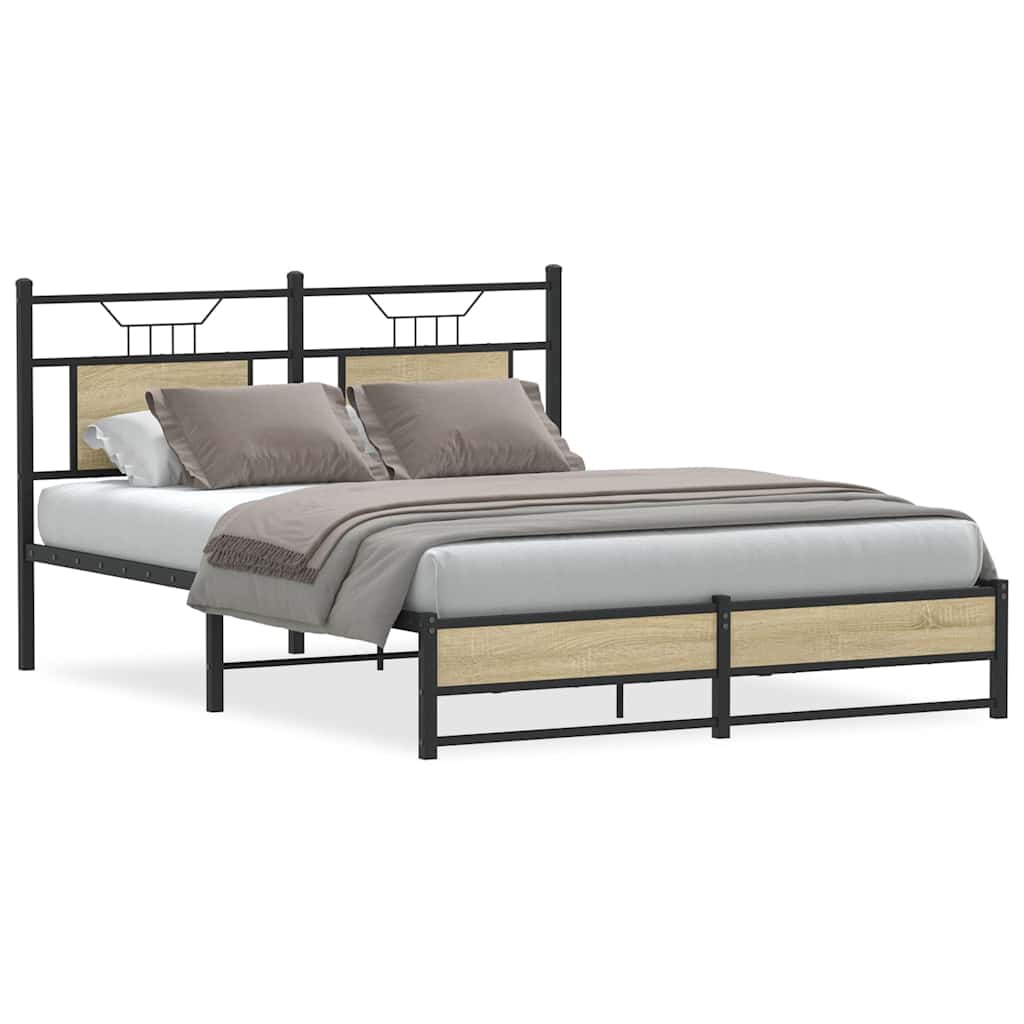 Bedframe zonder matras hout sonoma eikenkleurig 150x200 cm is nu te koop bij PeponiXL, paradijselijk wonen!