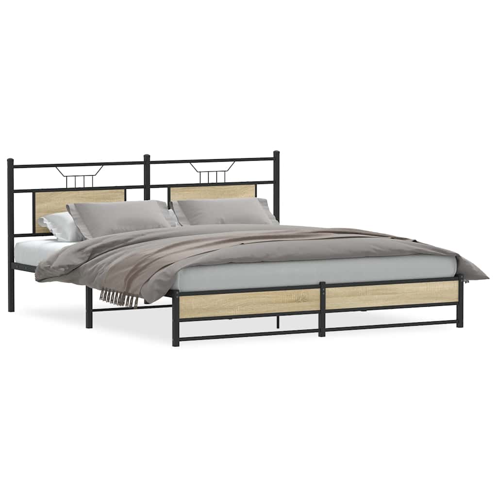 Bedframe zonder matras hout sonoma eikenkleurig 160x200 cm is nu te koop bij PeponiXL, paradijselijk wonen!