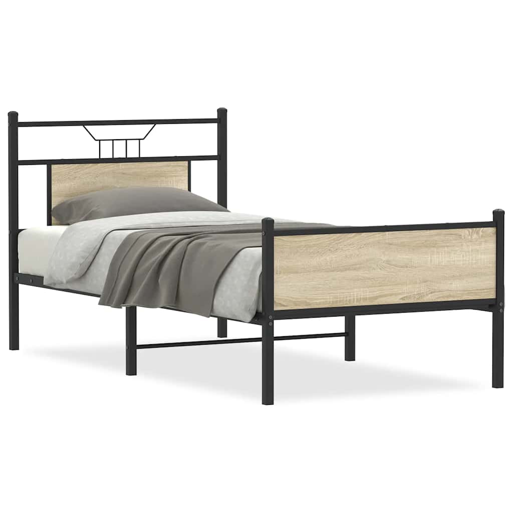 Bedframe zonder matras hout sonoma eikenkleurig 75x190 cm is nu te koop bij PeponiXL, paradijselijk wonen!