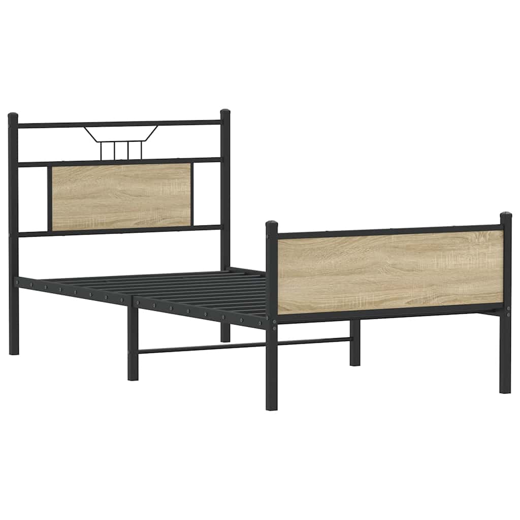 Bedframe zonder matras hout sonoma eikenkleurig 75x190 cm is nu te koop bij PeponiXL, paradijselijk wonen!