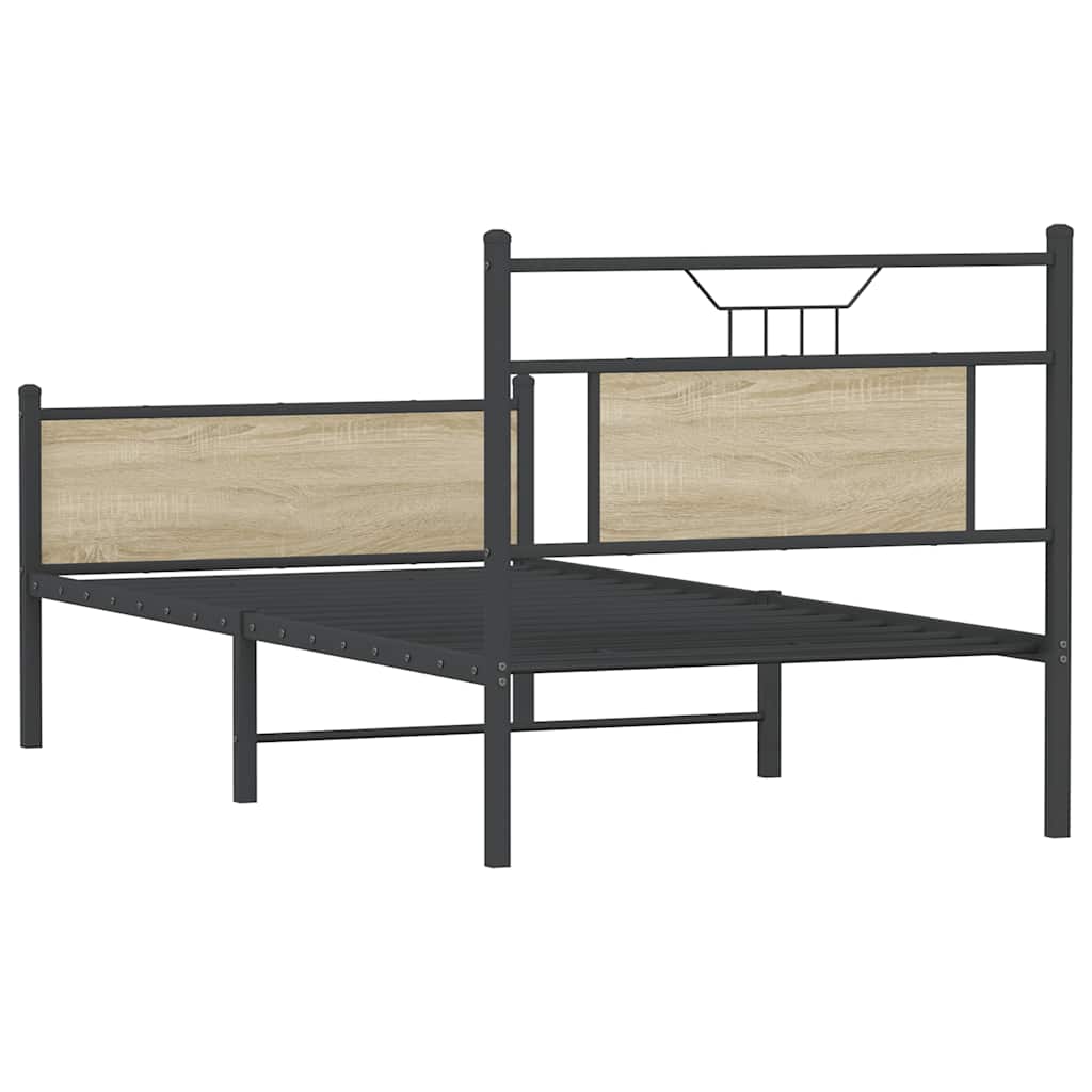 Bedframe zonder matras hout sonoma eikenkleurig 75x190 cm is nu te koop bij PeponiXL, paradijselijk wonen!