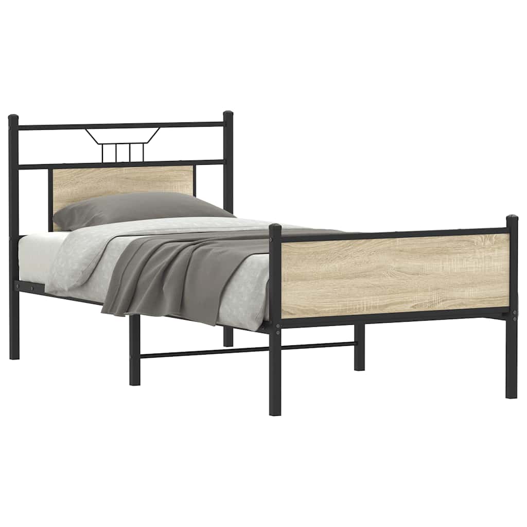 Bedframe zonder matras hout sonoma eikenkleurig 75x190 cm is nu te koop bij PeponiXL, paradijselijk wonen!