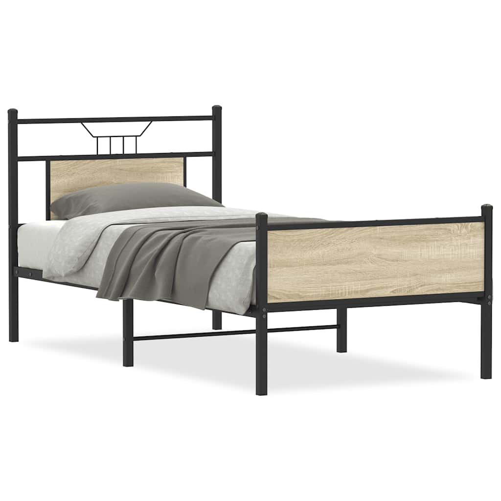Bedframe zonder matras hout sonoma eikenkleurig 80x200 cm is nu te koop bij PeponiXL, paradijselijk wonen!
