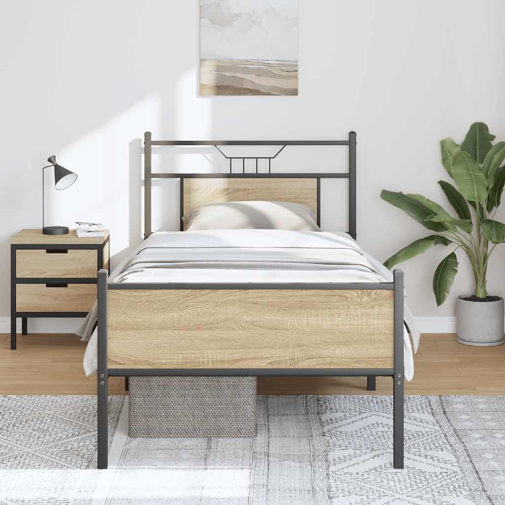 Bedframe zonder matras hout sonoma eikenkleurig 80x200 cm is nu te koop bij PeponiXL, paradijselijk wonen!