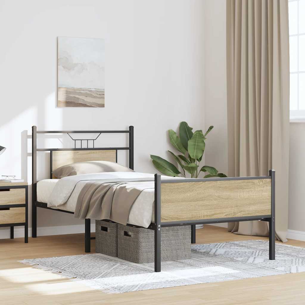 Bedframe zonder matras hout sonoma eikenkleurig 80x200 cm is nu te koop bij PeponiXL, paradijselijk wonen!