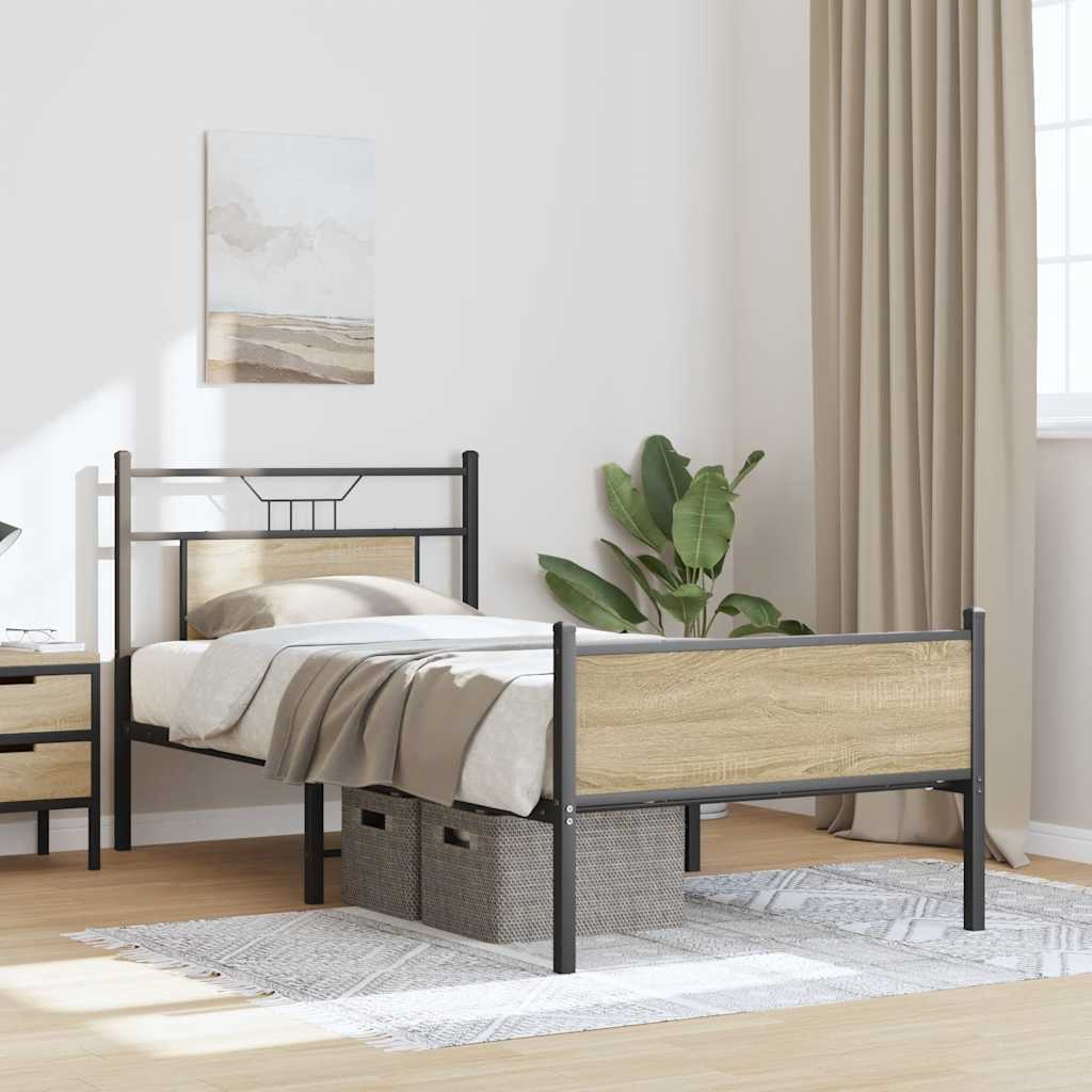 Bedframe zonder matras hout sonoma eikenkleurig 90x190 cm is nu te koop bij PeponiXL, paradijselijk wonen!