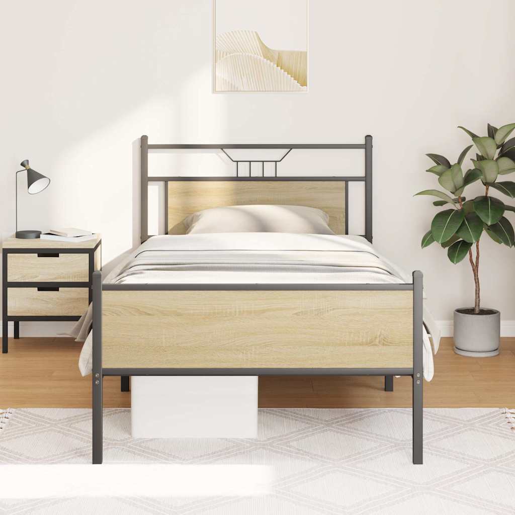 Bedframe zonder matras hout sonoma eikenkleurig 100x190 cm is nu te koop bij PeponiXL, paradijselijk wonen!