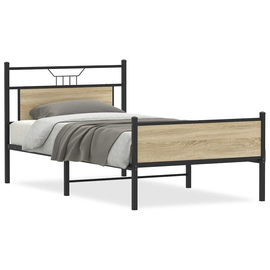 Bedframe zonder matras hout sonoma eikenkleurig 100x200 cm is nu te koop bij PeponiXL, paradijselijk wonen!