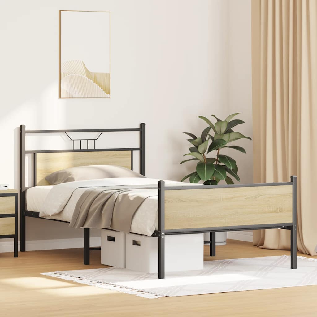 Bedframe zonder matras hout sonoma eikenkleurig 100x200 cm is nu te koop bij PeponiXL, paradijselijk wonen!