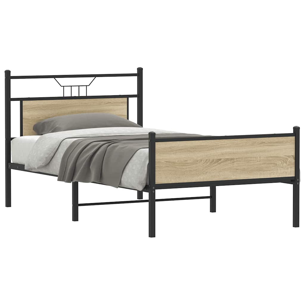 Bedframe zonder matras hout sonoma eikenkleurig 100x200 cm is nu te koop bij PeponiXL, paradijselijk wonen!