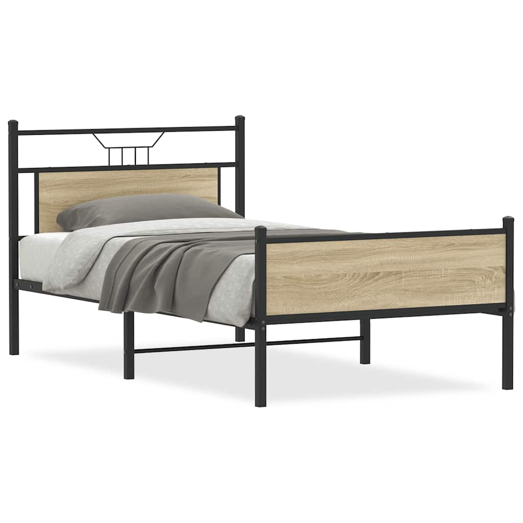 Bedframe zonder matras 107x203cm spaanplaat sonoma eikenkleurig is nu te koop bij PeponiXL, paradijselijk wonen!