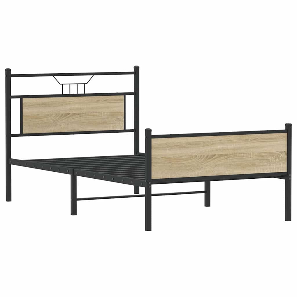Bedframe zonder matras 107x203cm spaanplaat sonoma eikenkleurig is nu te koop bij PeponiXL, paradijselijk wonen!