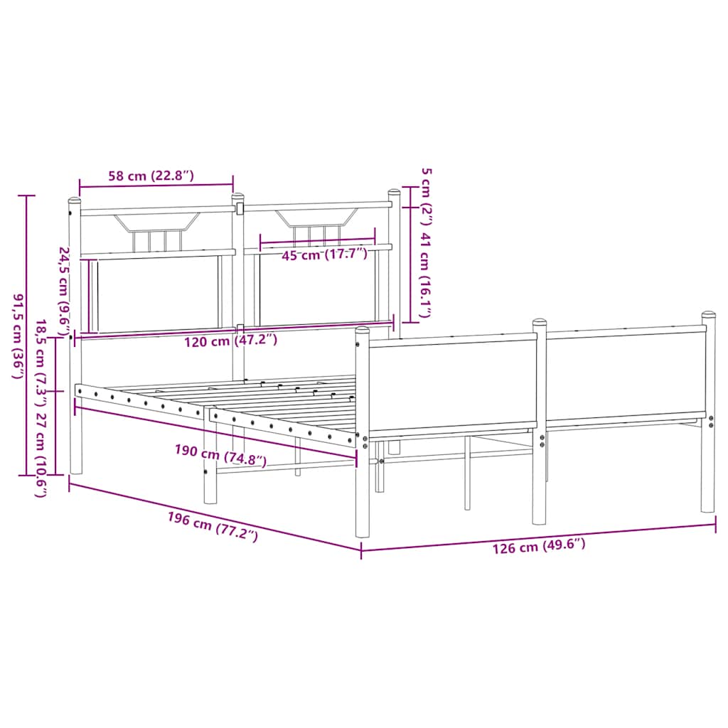 Bedframe zonder matras hout sonoma eikenkleurig 120x190 cm is nu te koop bij PeponiXL, paradijselijk wonen!