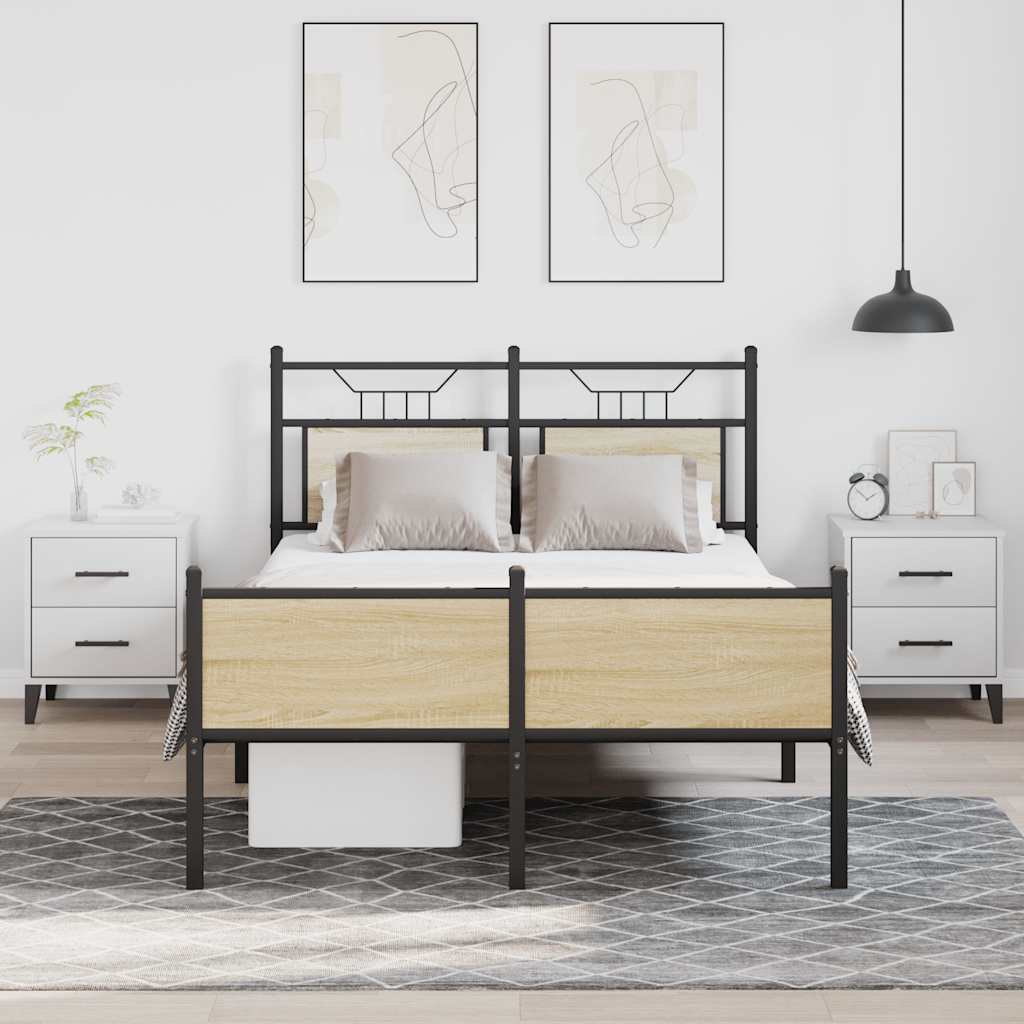 Bedframe zonder matras hout sonoma eikenkleurig 120x200 cm is nu te koop bij PeponiXL, paradijselijk wonen!