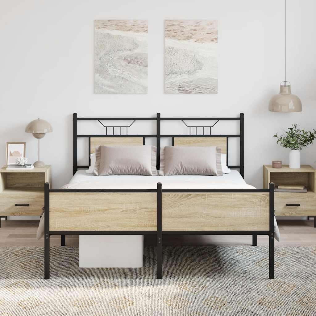 Bedframe zonder matras hout sonoma eikenkleurig 137x190 cm is nu te koop bij PeponiXL, paradijselijk wonen!