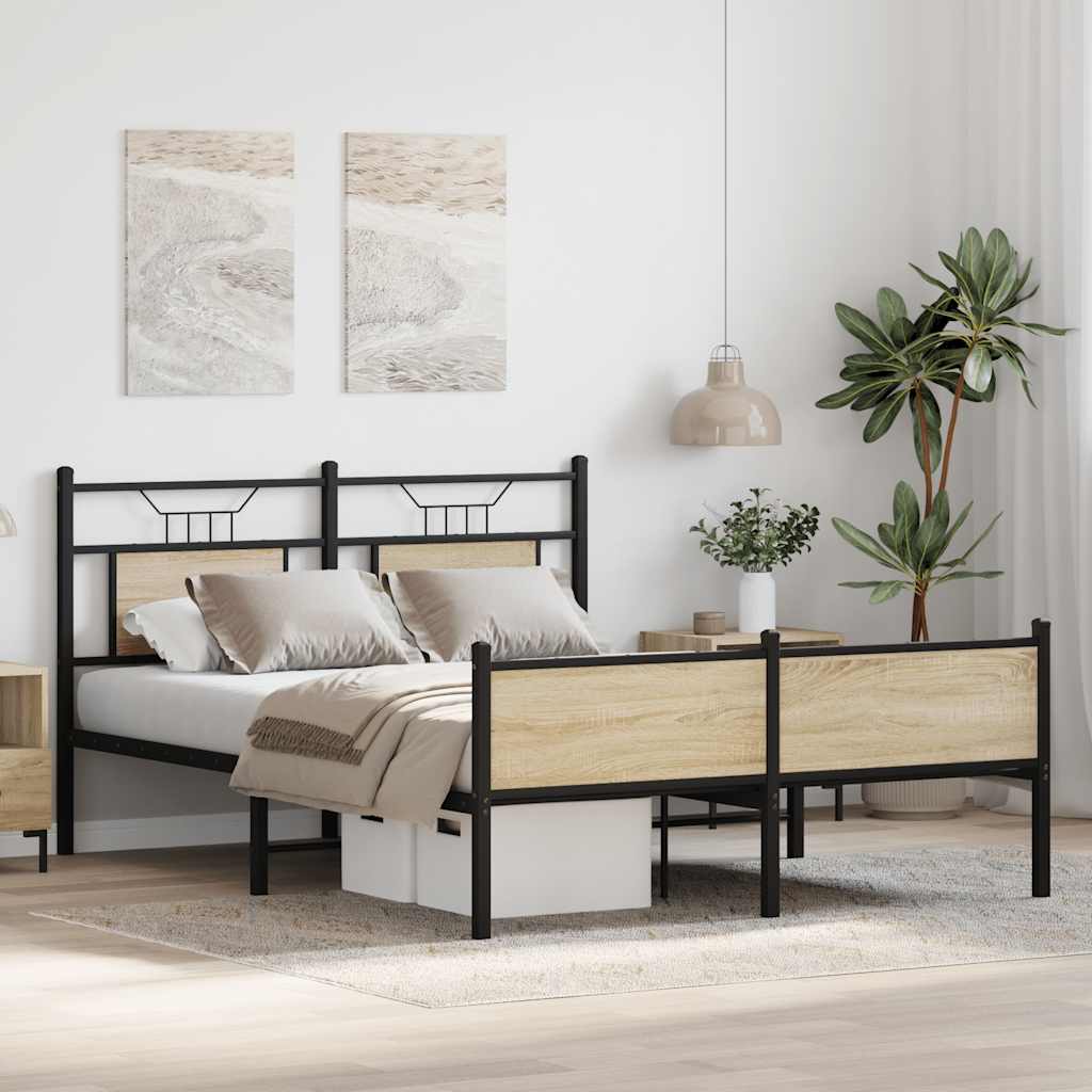 Bedframe zonder matras hout sonoma eikenkleurig 137x190 cm is nu te koop bij PeponiXL, paradijselijk wonen!