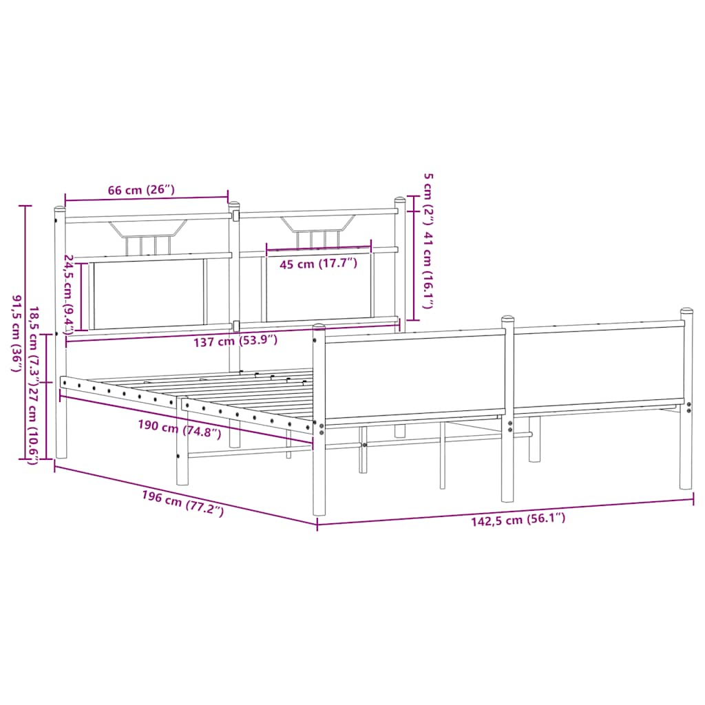 Bedframe zonder matras hout sonoma eikenkleurig 137x190 cm is nu te koop bij PeponiXL, paradijselijk wonen!