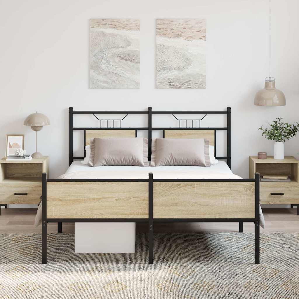 Bedframe zonder matras hout sonoma eikenkleurig 140x190 cm is nu te koop bij PeponiXL, paradijselijk wonen!