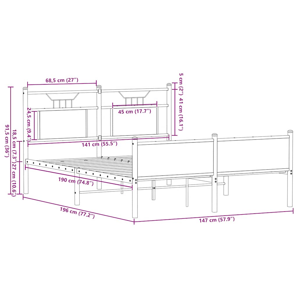 Bedframe zonder matras hout sonoma eikenkleurig 140x190 cm is nu te koop bij PeponiXL, paradijselijk wonen!