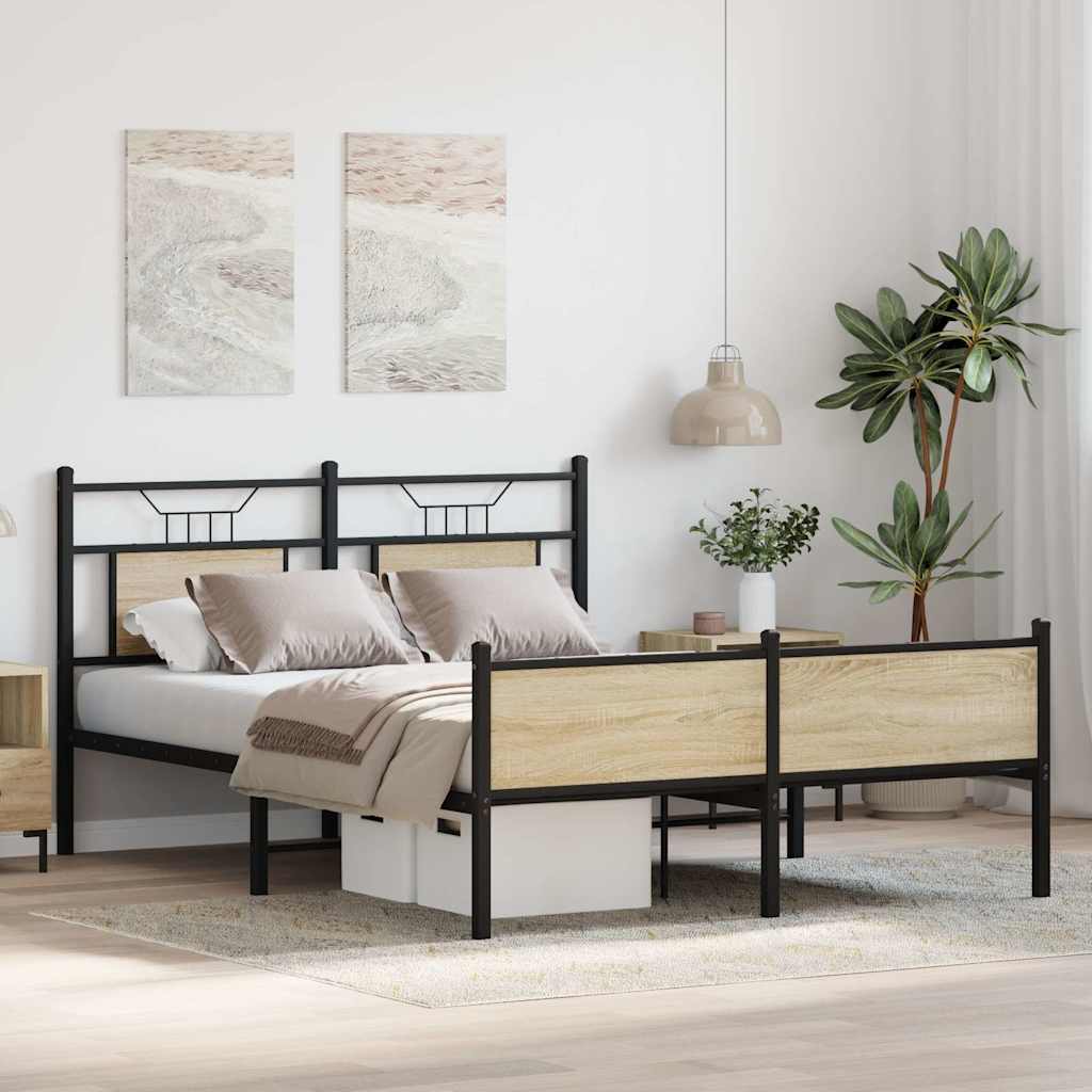 Bedframe zonder matras hout sonoma eikenkleurig 140x200 cm is nu te koop bij PeponiXL, paradijselijk wonen!