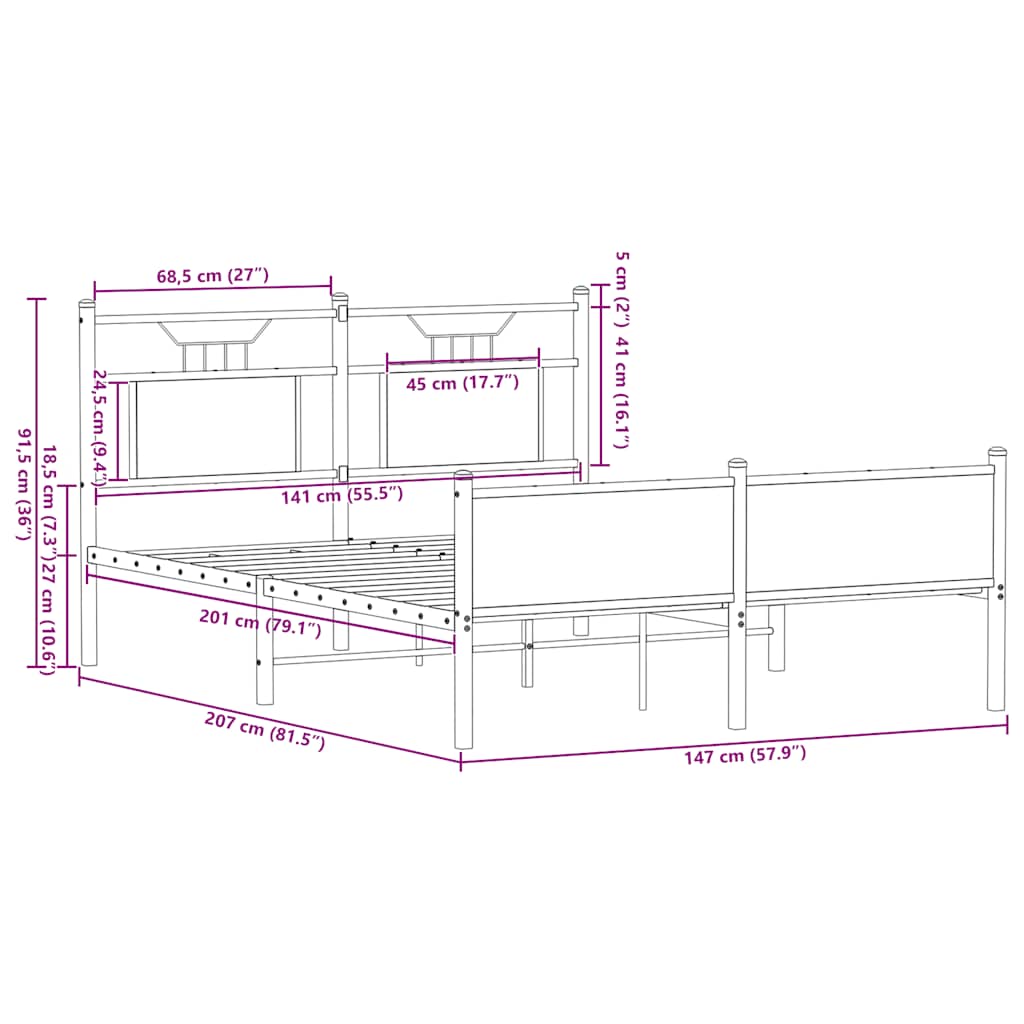 Bedframe zonder matras hout sonoma eikenkleurig 140x200 cm is nu te koop bij PeponiXL, paradijselijk wonen!