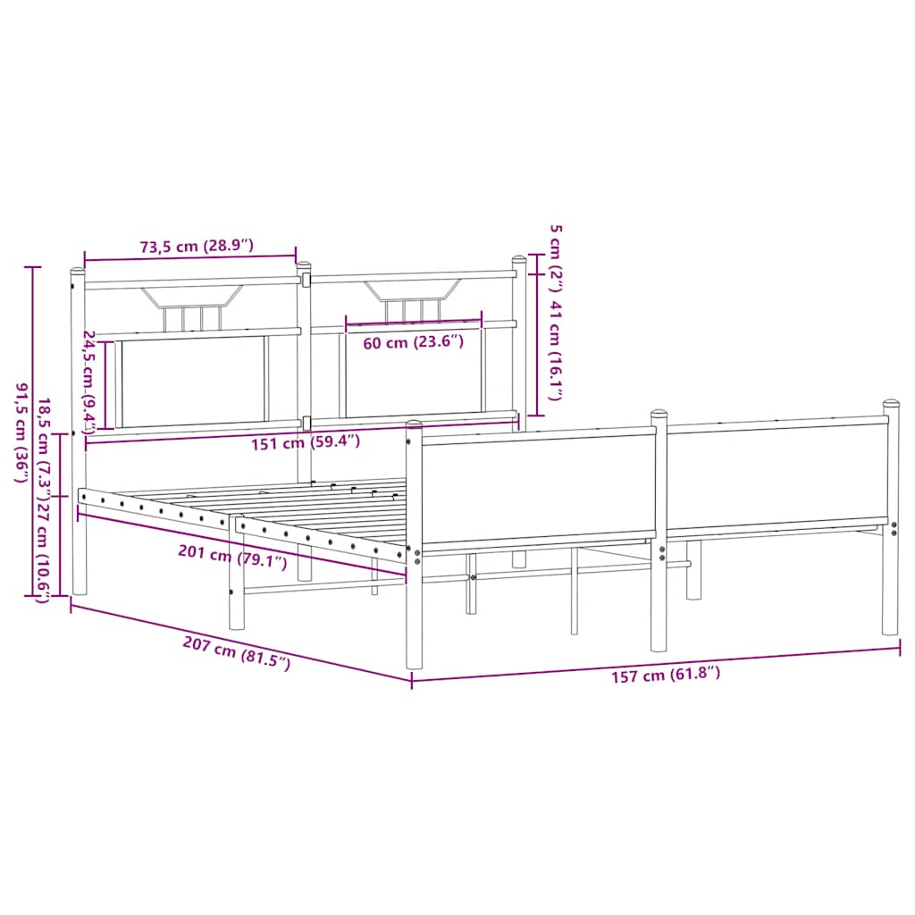 Bedframe zonder matras hout sonoma eikenkleurig 150x200 cm is nu te koop bij PeponiXL, paradijselijk wonen!