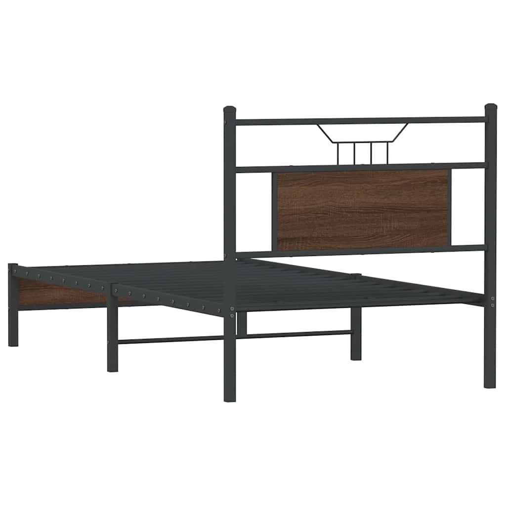 Bedframe zonder matras bewerkt hout bruin eikenkleur 75x190 cm is nu te koop bij PeponiXL, paradijselijk wonen!