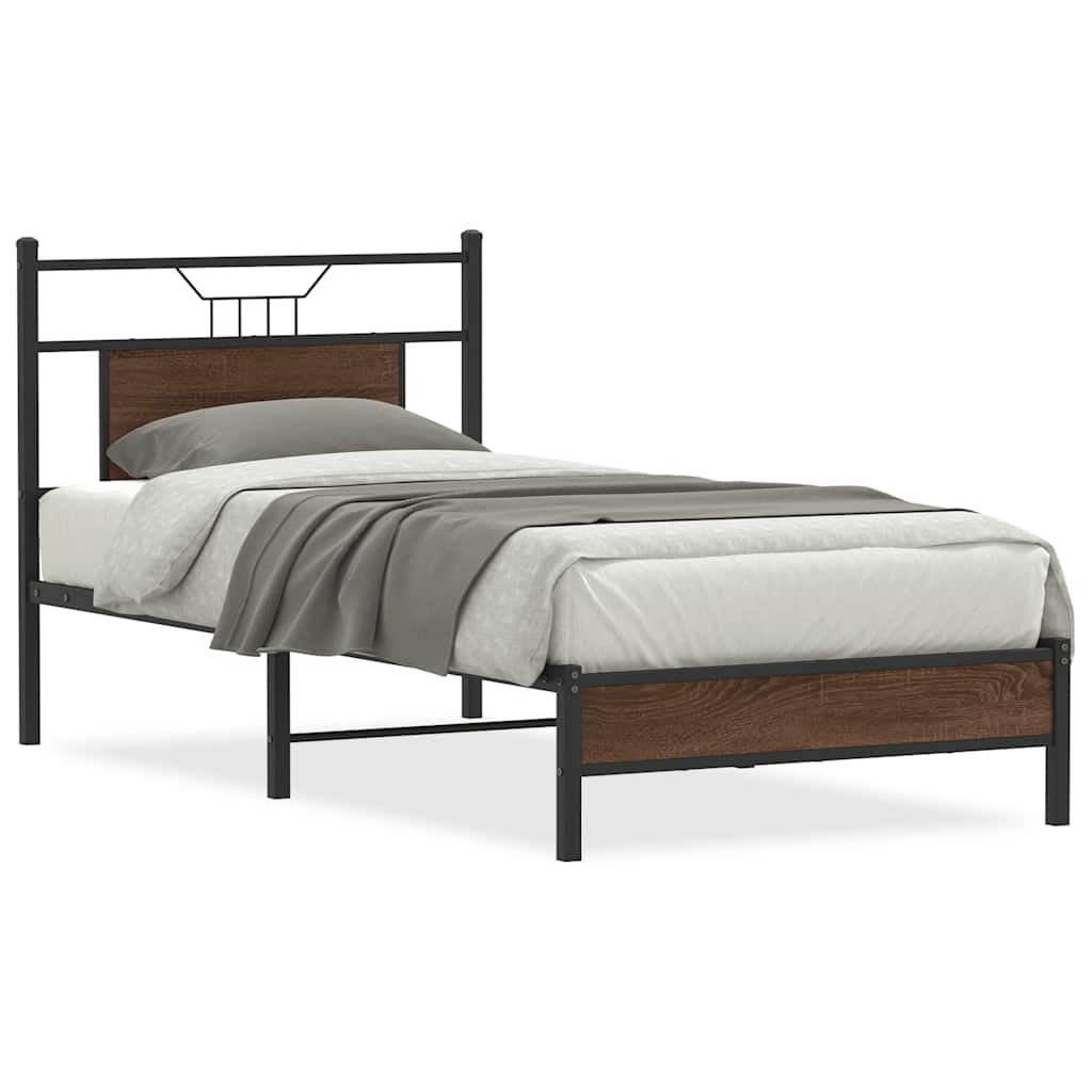 Bedframe zonder matras bewerkt hout bruin eikenkleur 80x200 cm is nu te koop bij PeponiXL, paradijselijk wonen!