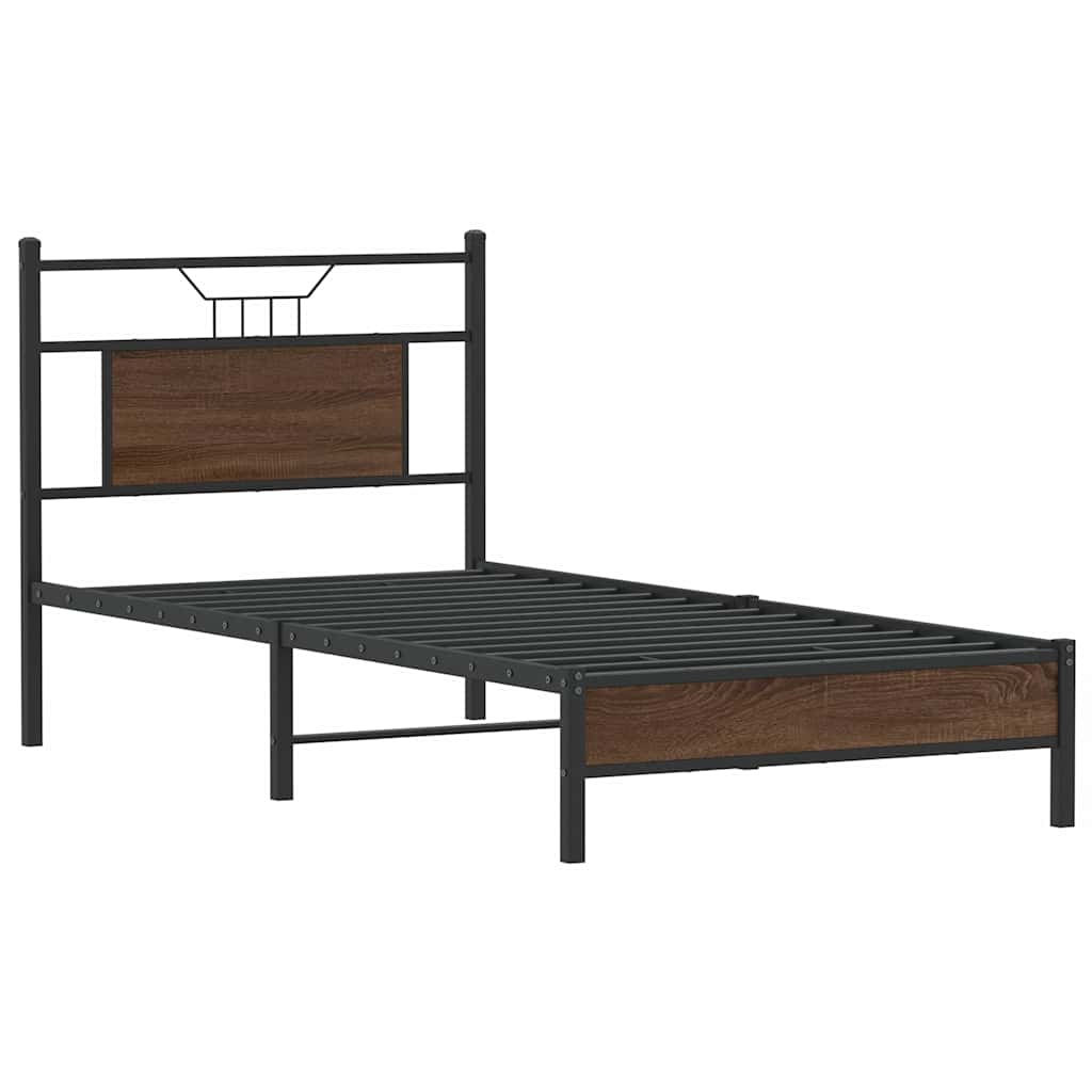 Bedframe zonder matras bewerkt hout bruin eikenkleur 80x200 cm is nu te koop bij PeponiXL, paradijselijk wonen!