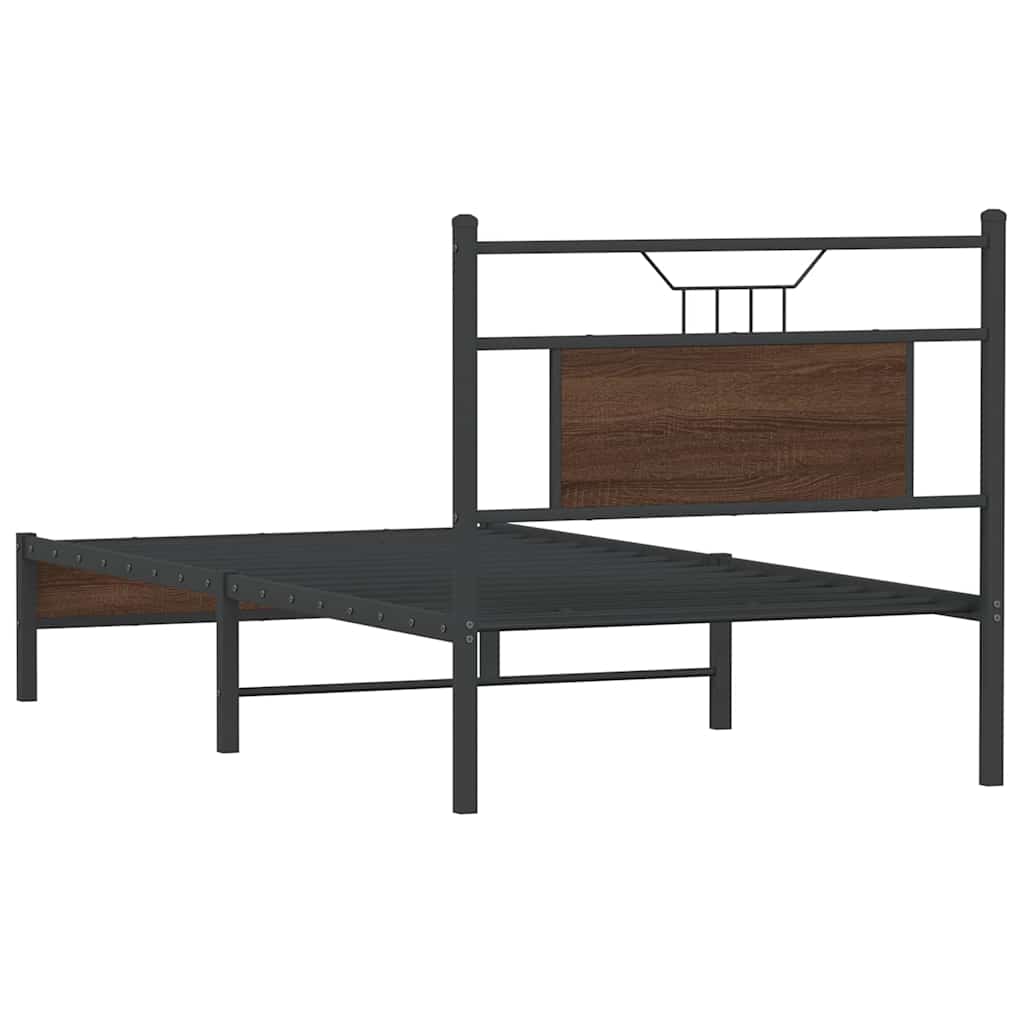 Bedframe zonder matras bewerkt hout bruin eikenkleur 80x200 cm is nu te koop bij PeponiXL, paradijselijk wonen!