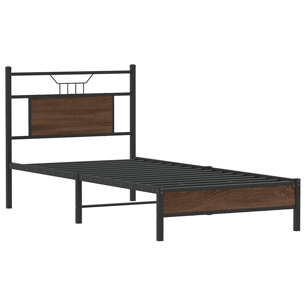 Bedframe zonder matras bewerkt hout bruin eikenkleur 90x190 cm is nu te koop bij PeponiXL, paradijselijk wonen!