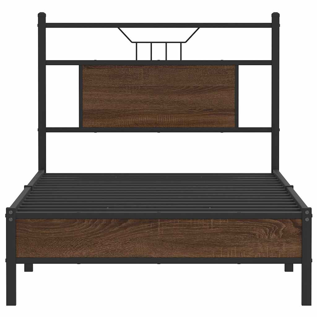 Bedframe zonder matras bewerkt hout bruin eikenkleur 90x190 cm is nu te koop bij PeponiXL, paradijselijk wonen!